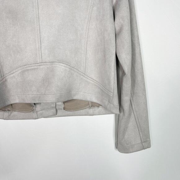 Bagatelle Collection Womens Medium M Gray Faux Suede Moto Jacket Asymmetrical - Picture 9 of 14